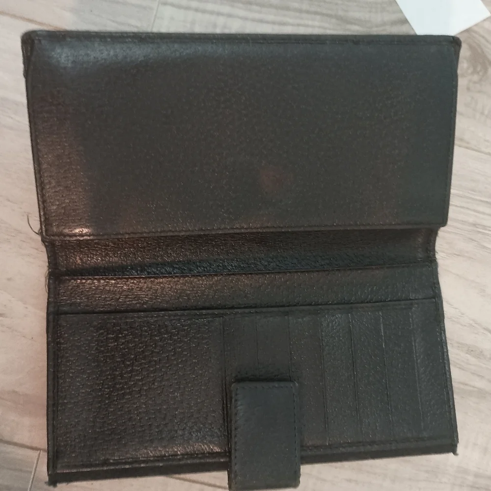Gucci Authentic Men Eclipse Long Wallet GG Canvas Leather Black Made in Italy
